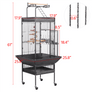 Pawscoo 61-inch Rolling Wrought Iron Large Bird Cages - Pawscoo