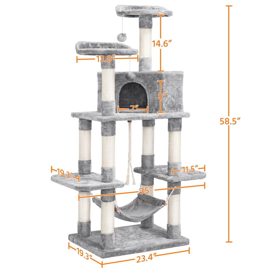 Pawscoo Cat Tree Condo Pet Play House 58.5 Inch