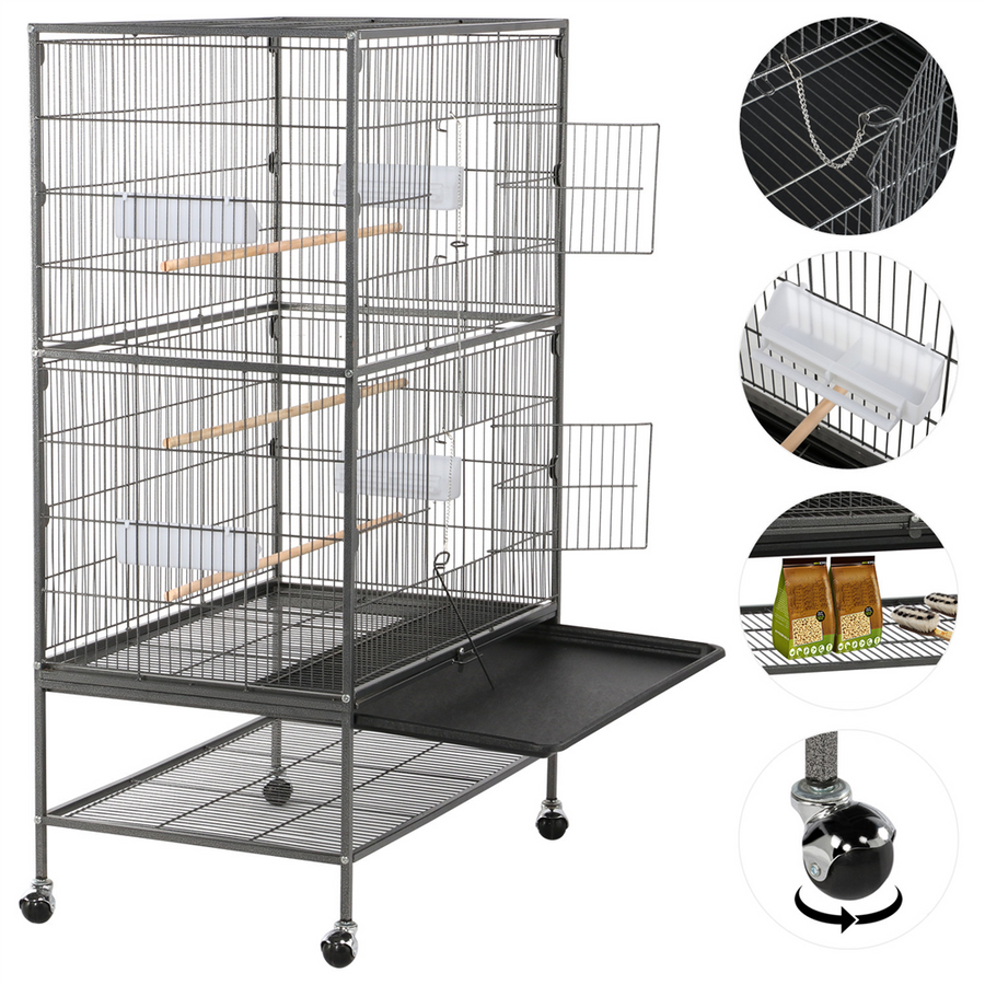 Pawscoo 52-inch Wrought Iron Standing Large Flight Bird Cage - Pawscoo