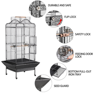 Pawscoo 63-inch Iron Rolling Extra Large Bird Cage - Pawscoo