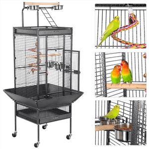 Pawscoo 61-inch Rolling Wrought Iron Large Bird Cages - Pawscoo