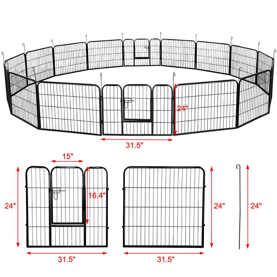 Pawscoo 24-inch 16 Panels Dog Playpen - Pawscoo